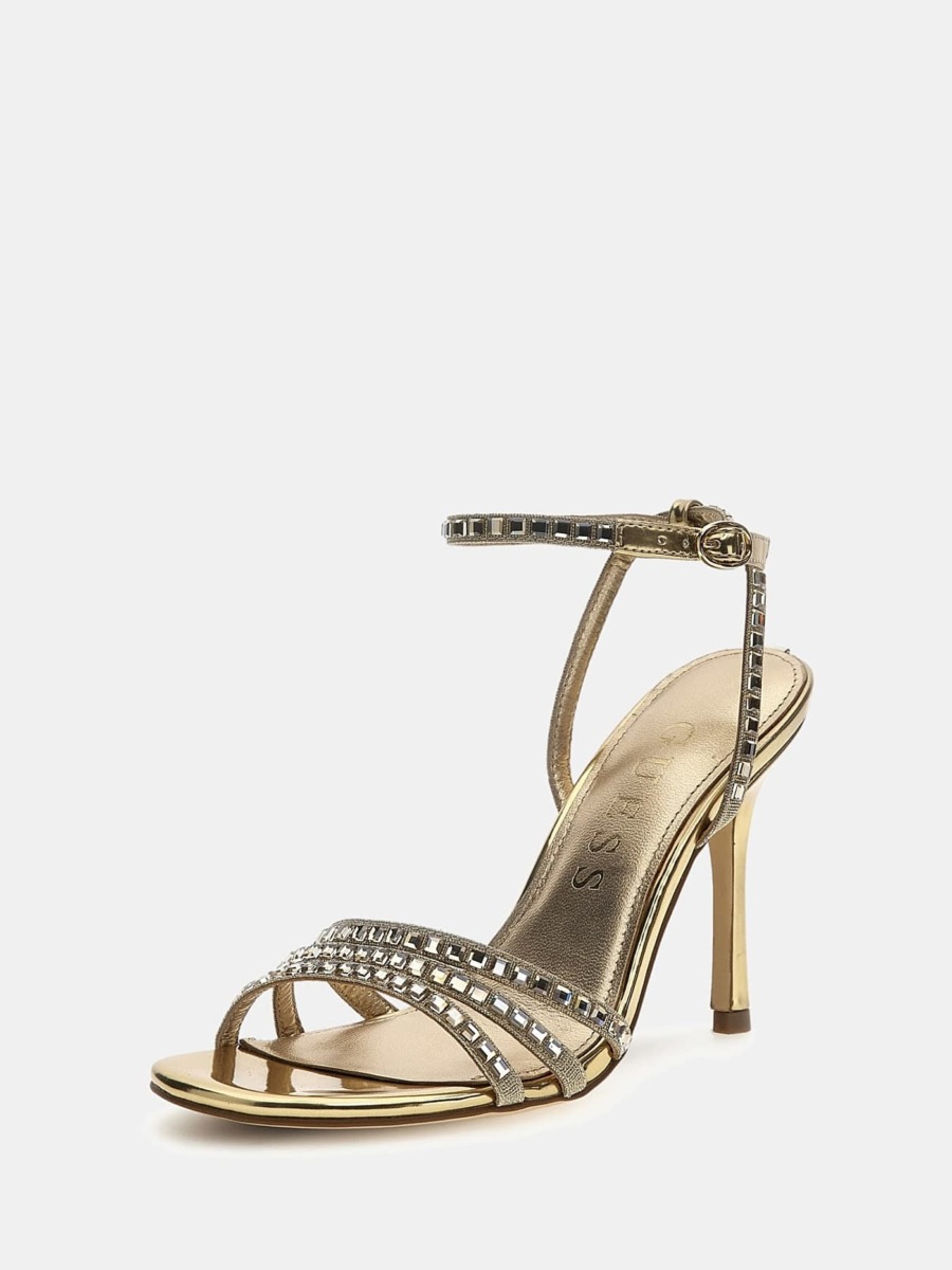 Woman Sandals in Gold Guess GOOFASH