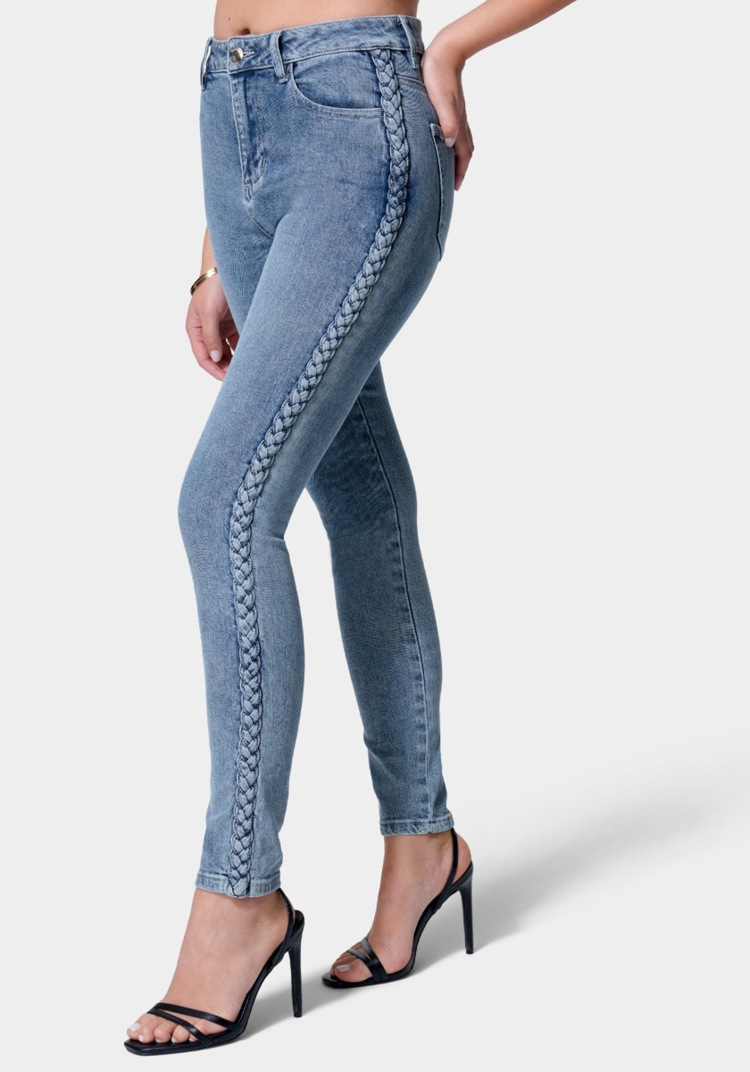 Woman Skinny Jeans in Silver from Bebe GOOFASH