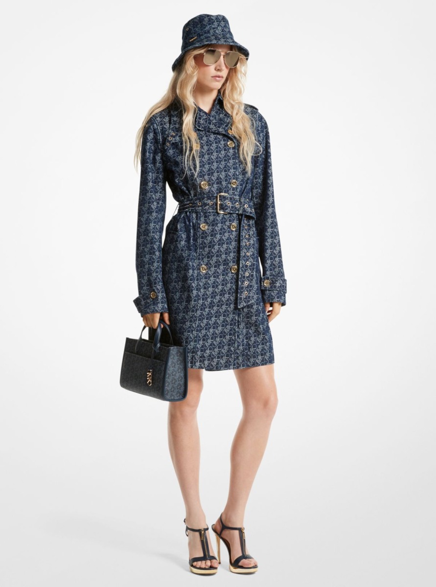 Woman Trench Coat in Blue at Michael Kors GOOFASH