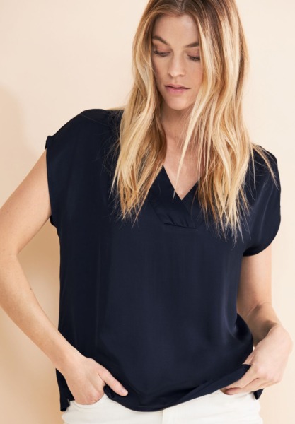 Women Blue Blouse Top by Street One GOOFASH