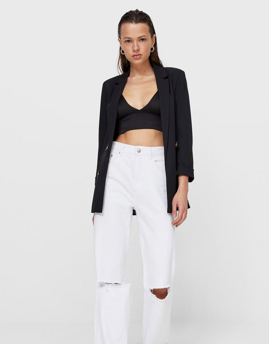 Women Double Breasted Blazer in Black from Asos GOOFASH