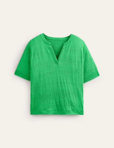 Women Henley T-Shirt Green by Boden GOOFASH