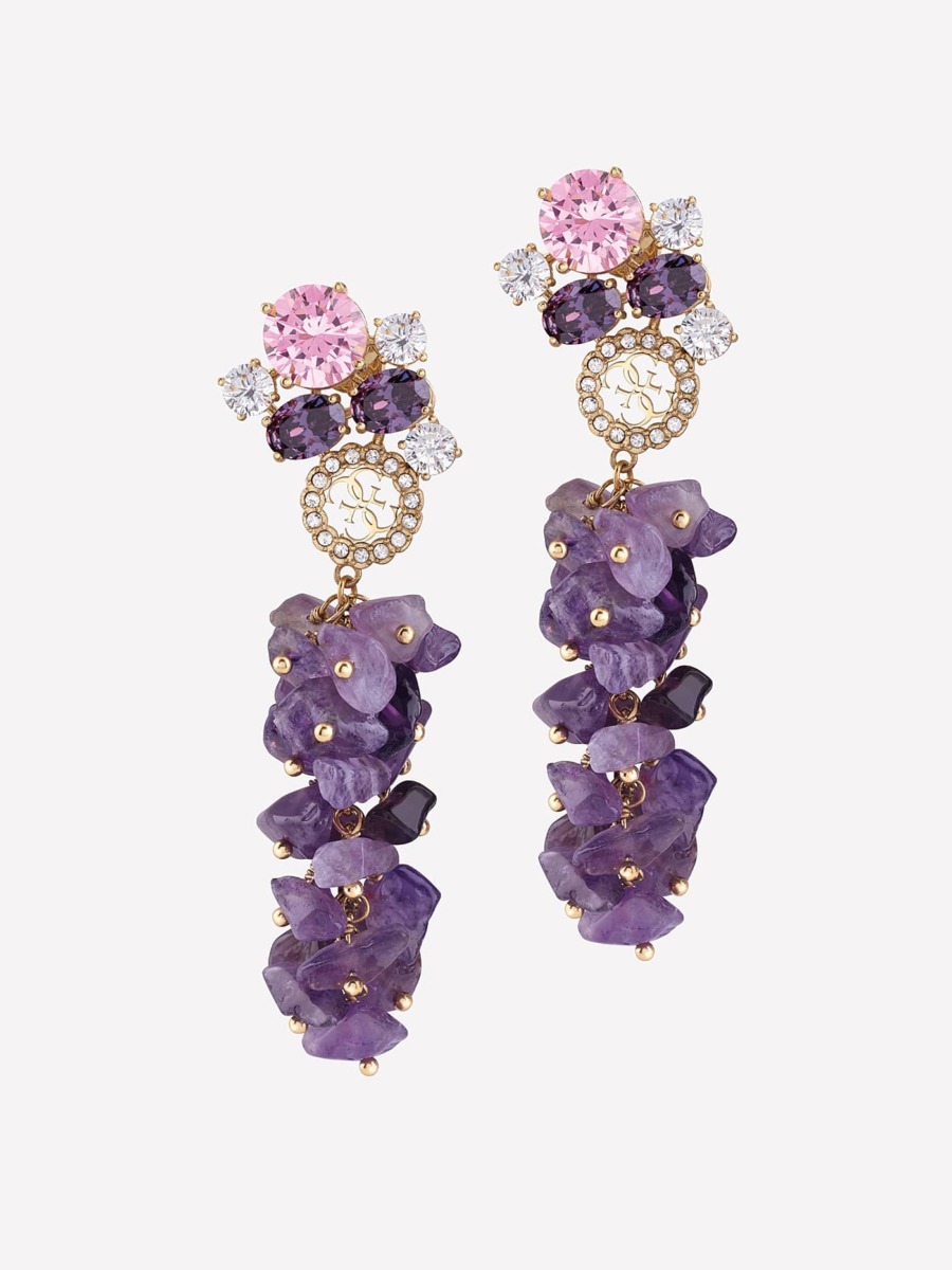 Women Purple Earrings by Guess GOOFASH