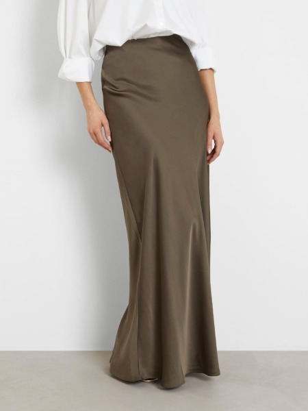 Women Satin Skirt in Brown by Guess GOOFASH
