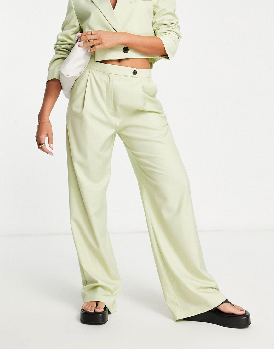 Women Suit Trousers Green - Asos GOOFASH