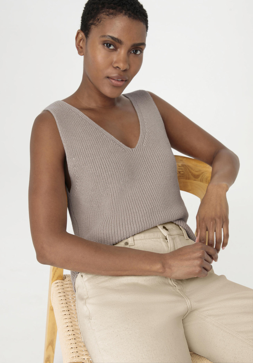 Womens Beige Knitted Top at Hessnatur GOOFASH