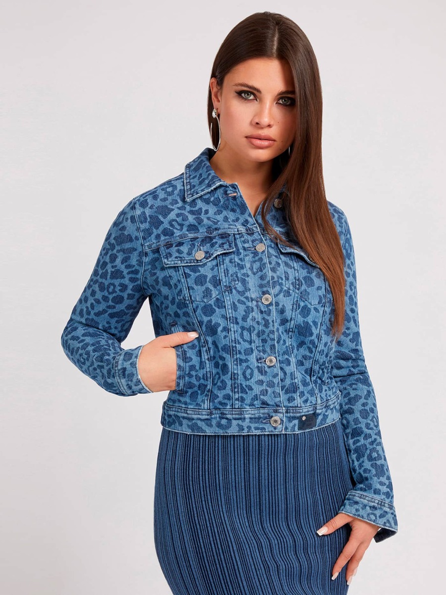 Women's Blue Denim Jacket at Guess GOOFASH