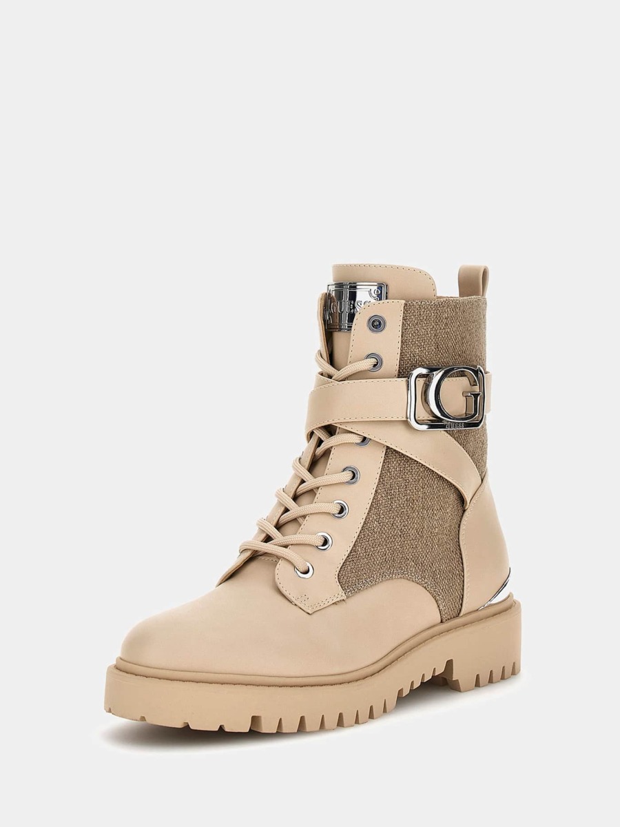Women's Boots in Cream - Guess GOOFASH