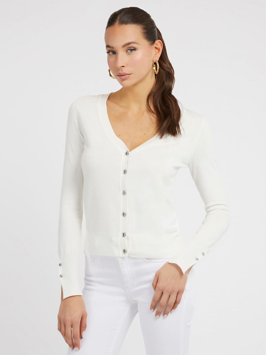 Womens Cardigan in White Guess GOOFASH