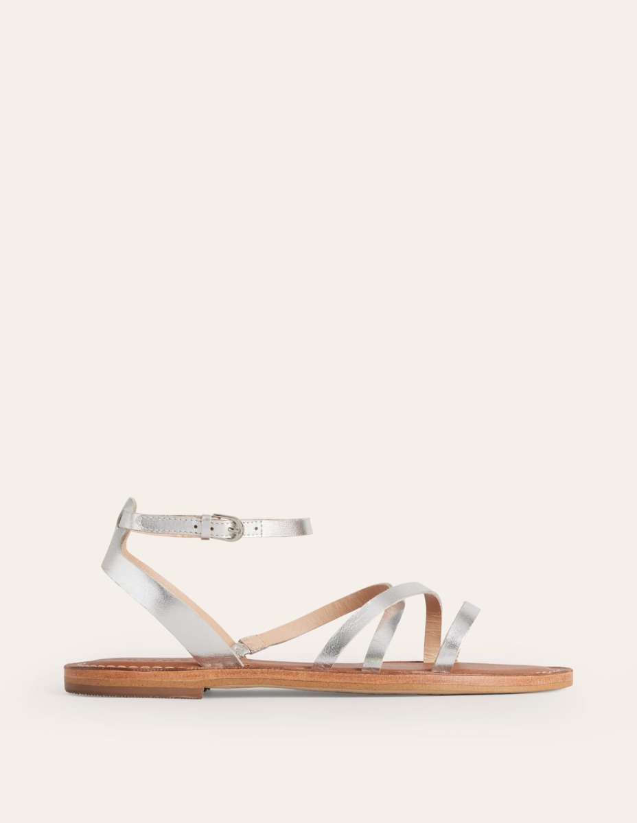 Womens Flat Sandals Silver - Boden GOOFASH