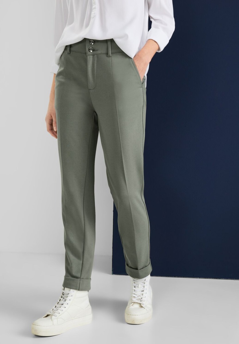 Women's Green Trousers at Street One GOOFASH