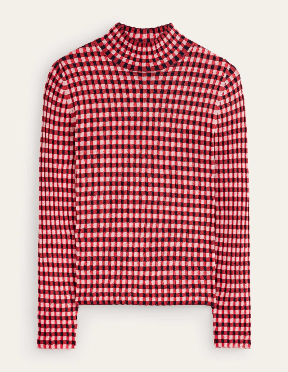 Womens Jumper in Checked by Boden GOOFASH
