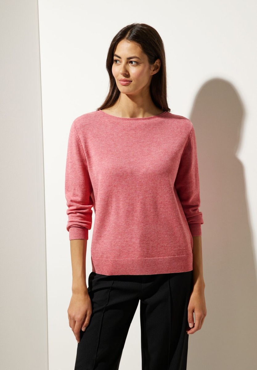 Women's Pink Knitted Sweater by Street One GOOFASH