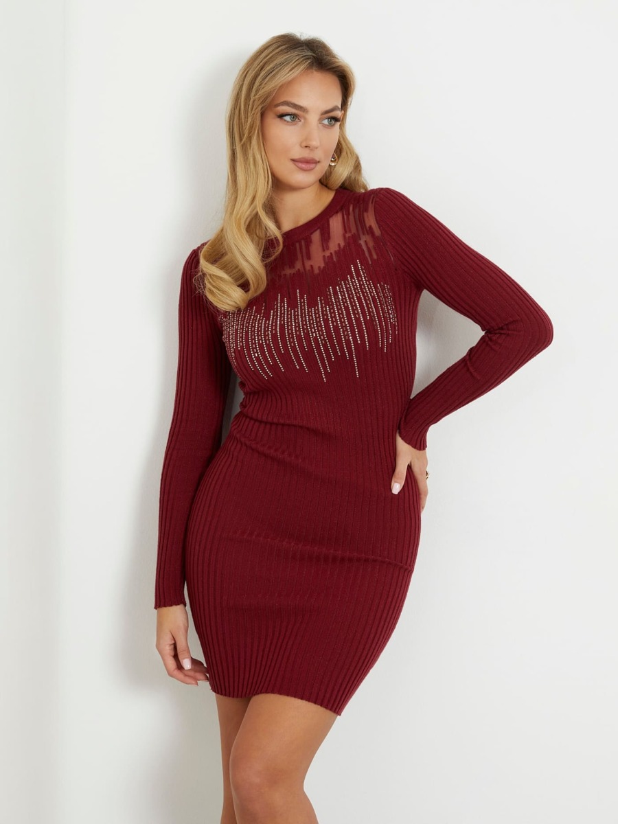 Women's Red Sweater Dress at Guess GOOFASH
