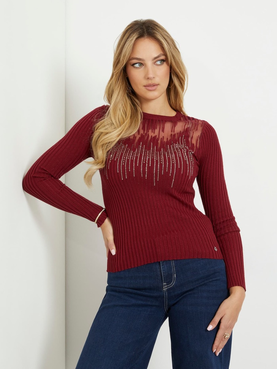 Womens Red Sweater by Guess GOOFASH