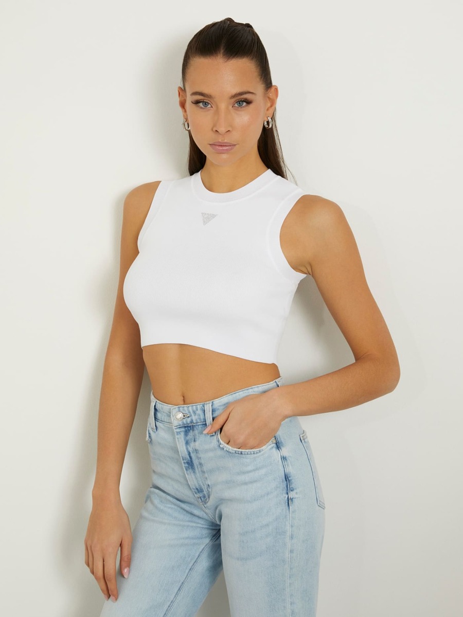 Womens Tank Top in White - Guess GOOFASH