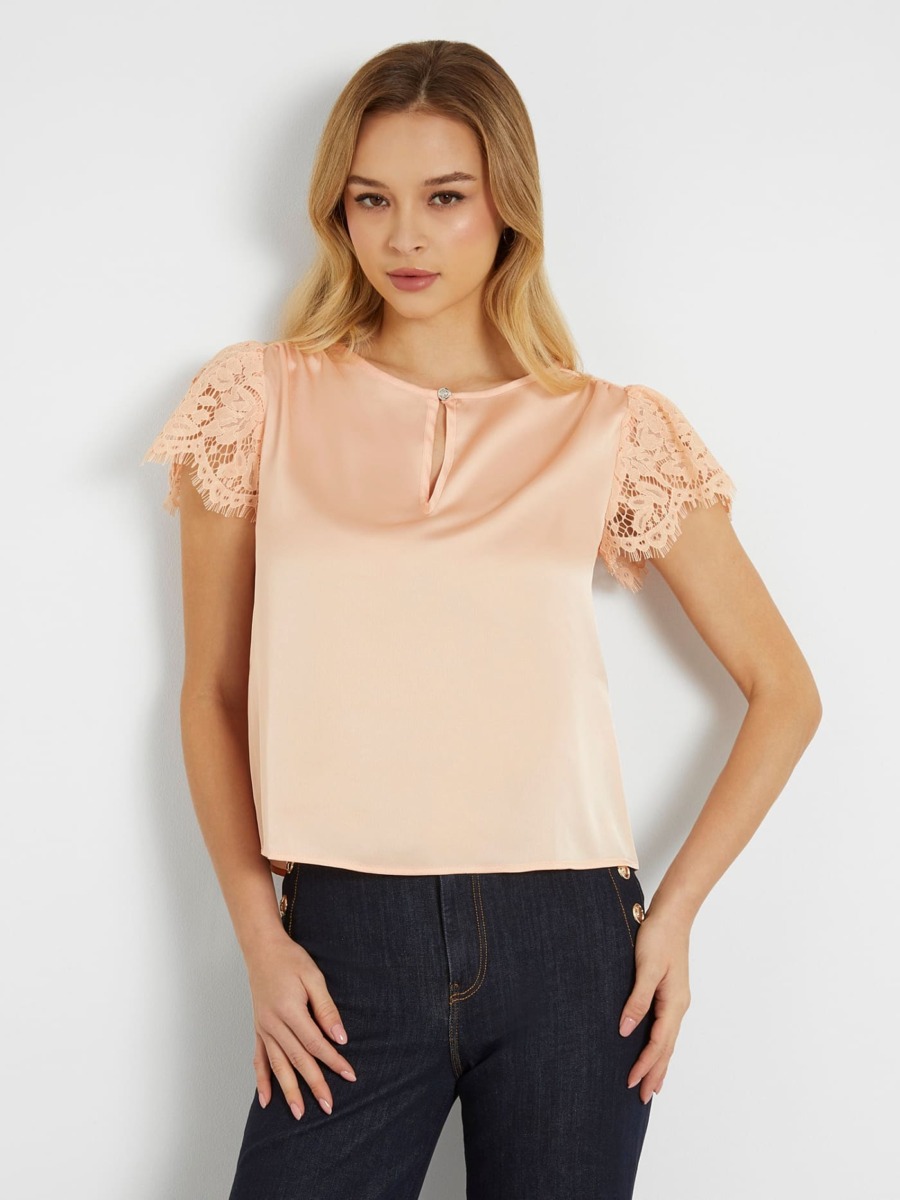 Womens Top Pink by Guess GOOFASH