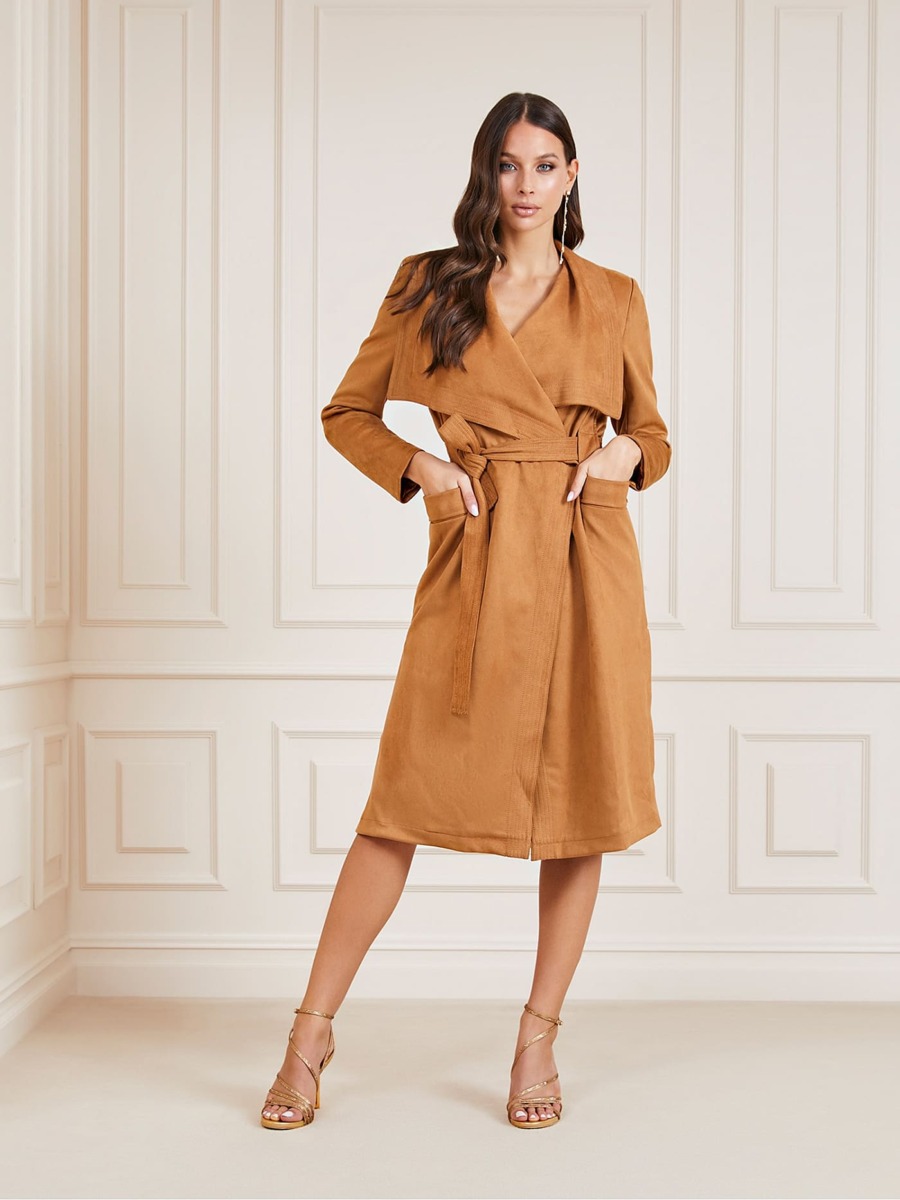 Women's Trench Coat Beige from Guess GOOFASH