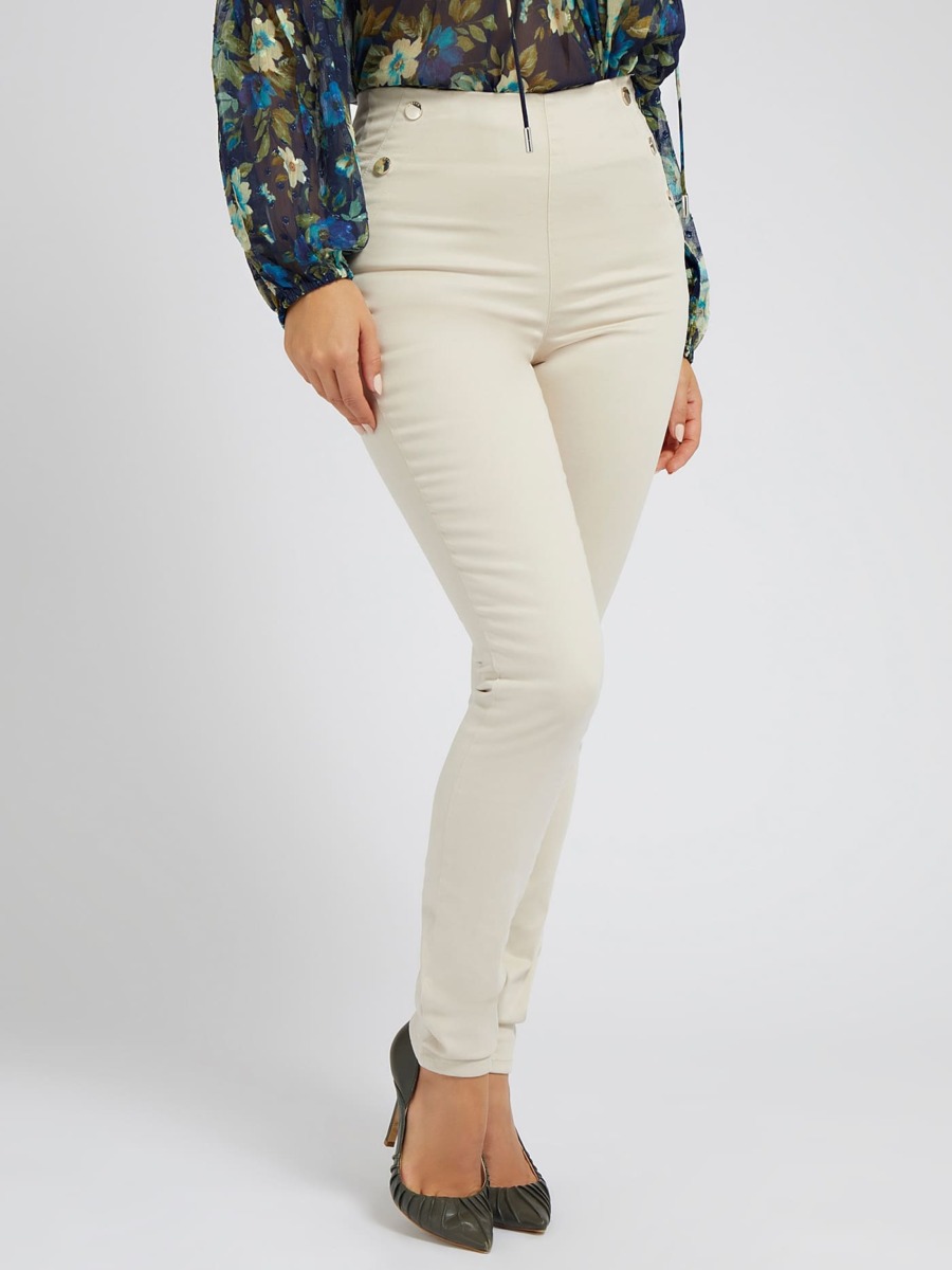Womens Trousers in Cream Guess GOOFASH
