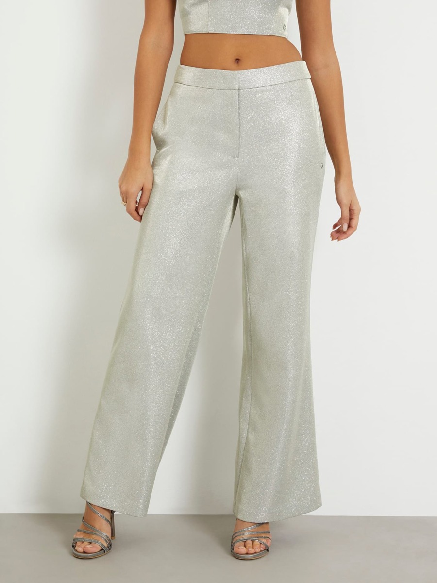 Women's Trousers in Silver at Guess GOOFASH