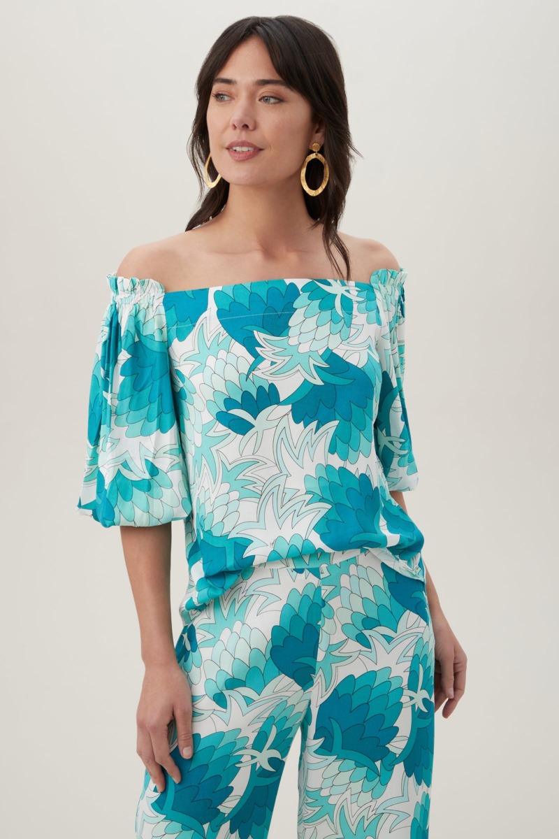 Womens Turquoise Top by Trina Turk GOOFASH