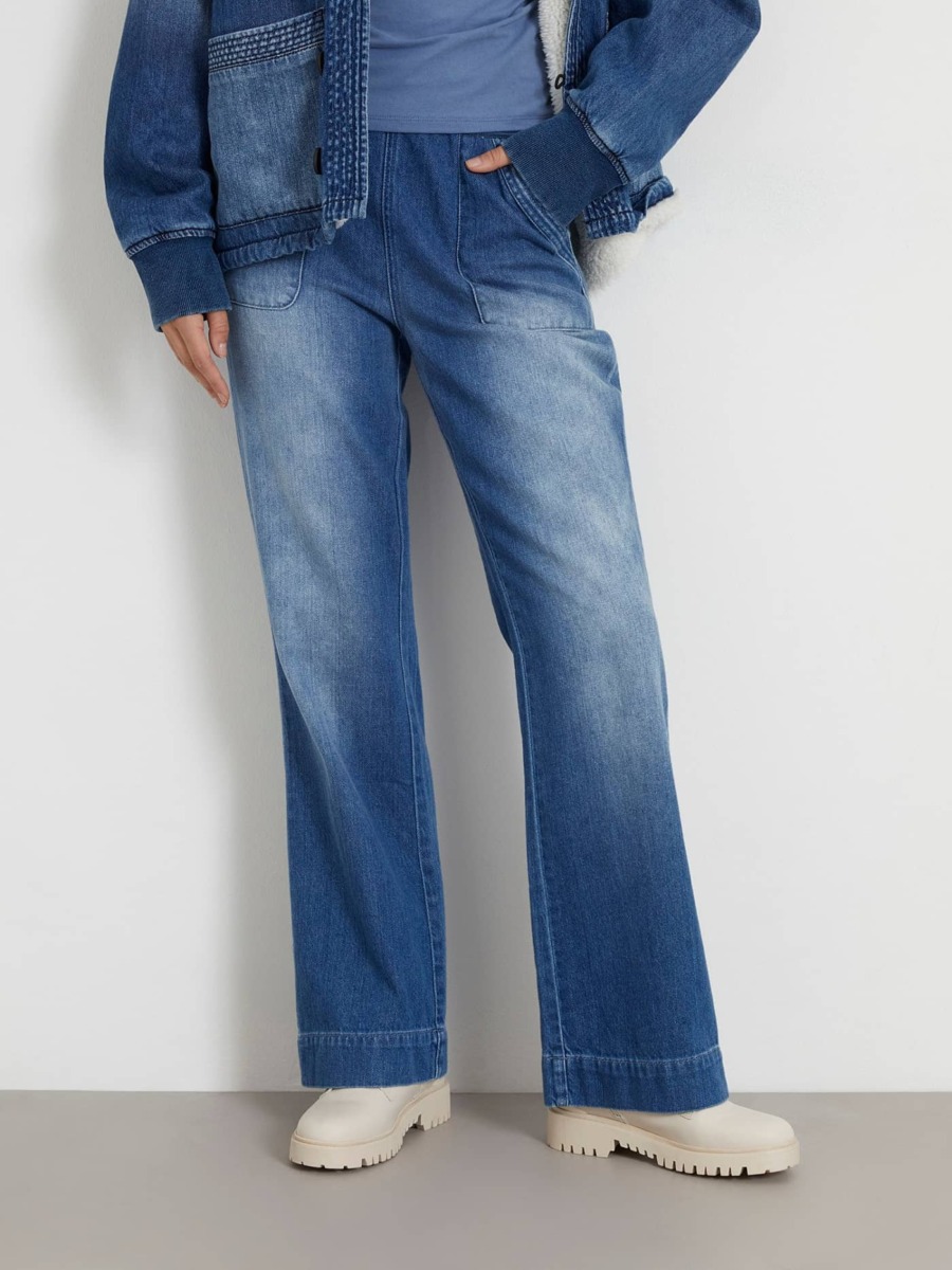 Women's Wide Leg Jeans - Blue - Guess GOOFASH