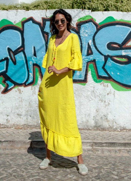 Yellow - Dress - Woman - Brora GOOFASH