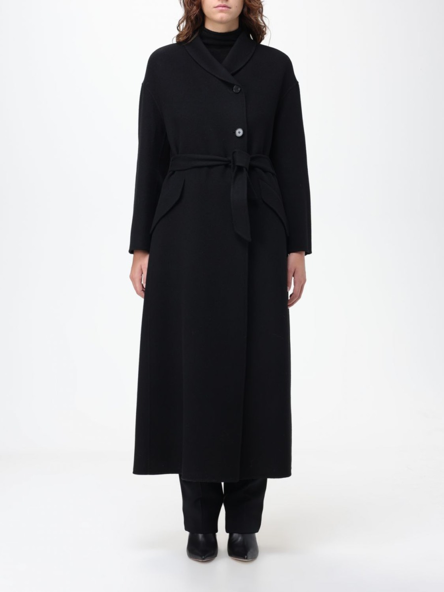 Armani Coat Black for Women at Giglio GOOFASH