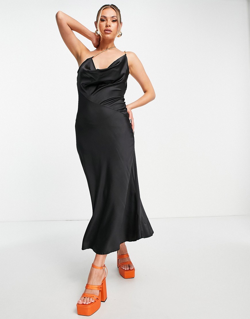 Asos - Black Midi Dress Femme Luxe Women GOOFASH