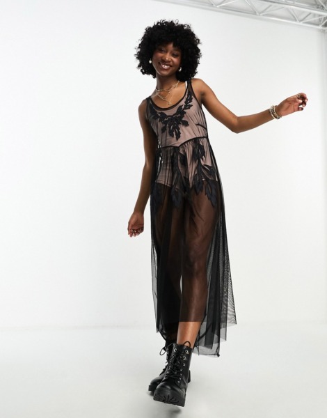 Asos Black Woman Midi Dress Miss Selfridge GOOFASH