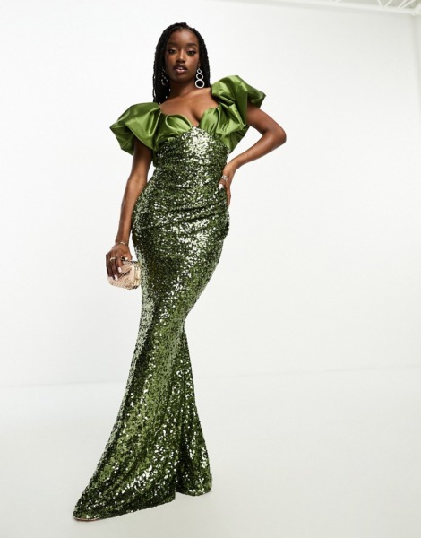 Asos Green Maxi Dress Woman GOOFASH