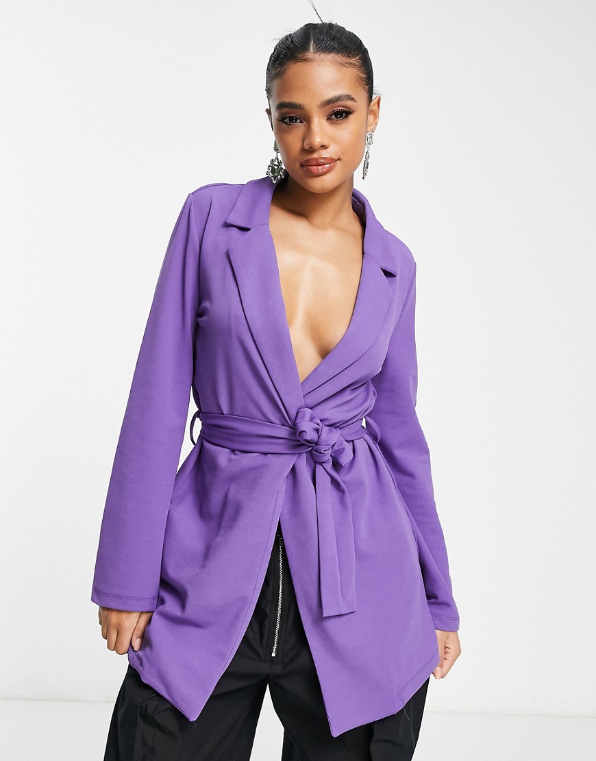 Asos Ladies Longline Blazer Purple from Rebellious Fashion GOOFASH