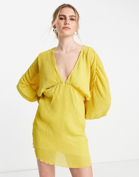Asos - Ladies Mini Dress Yellow GOOFASH