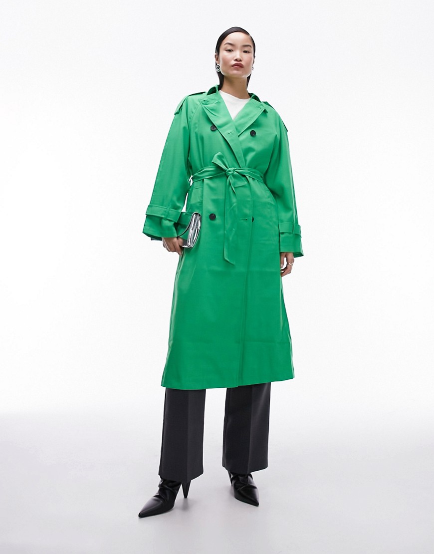 Asos - Ladies Trench Coat Green Topshop GOOFASH