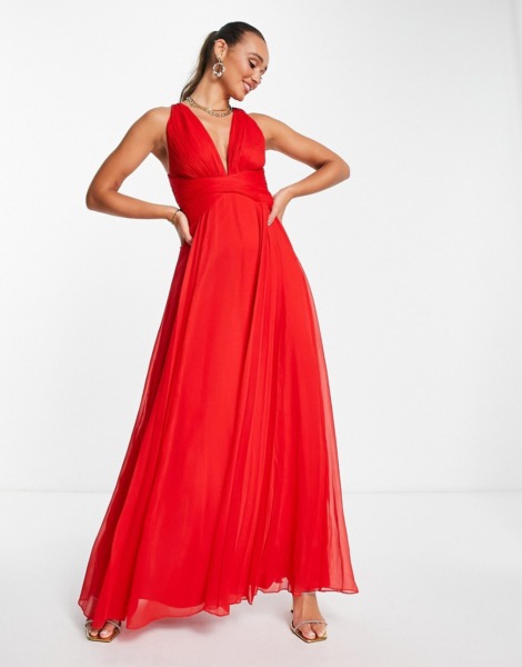 Asos Lady Maxi Dress in Red GOOFASH