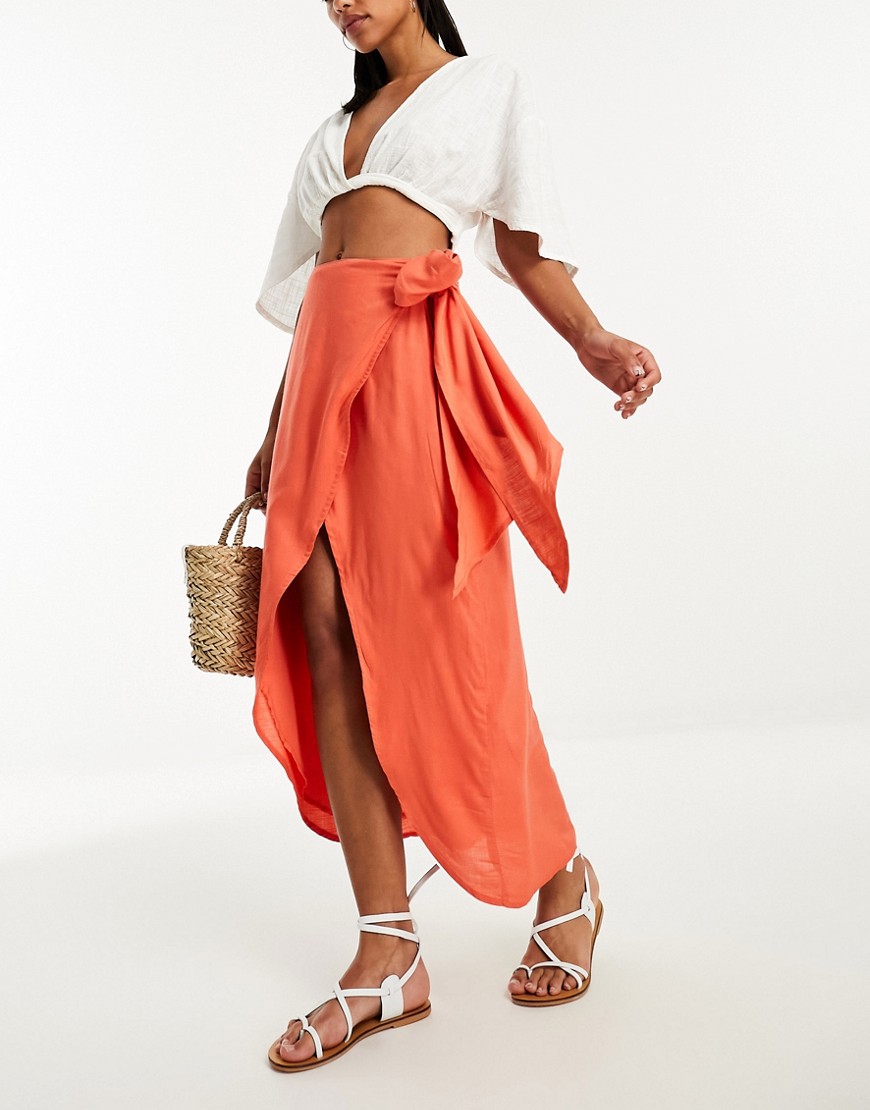 Asos - Lady Midi Skirt Orange GOOFASH