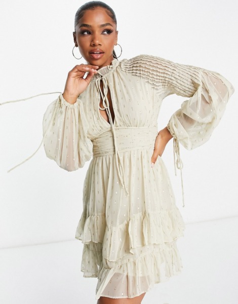 Asos - Lady Mini Dress Ivory GOOFASH