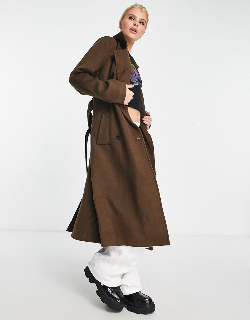 Asos Lady Trench Coat Brown Object GOOFASH