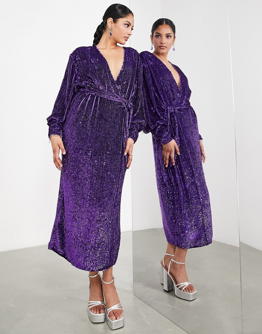 Asos - Midi Dress - Purple - Women GOOFASH