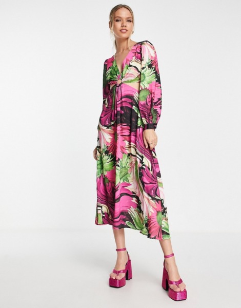 Asos Midi Dress in Multicolor for Woman from Topshop GOOFASH