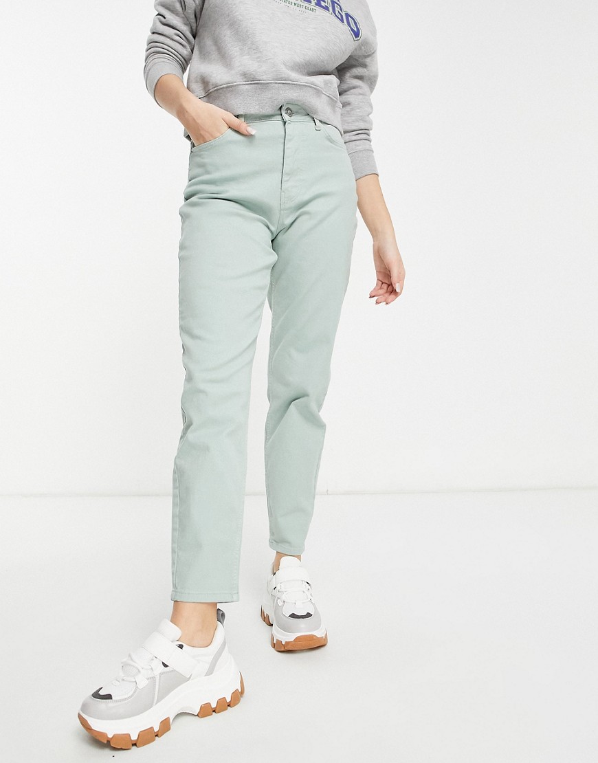 Asos Mom Jeans in Green Pieces Woman GOOFASH