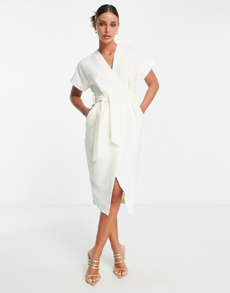 Asos - White Wrap Dress GOOFASH