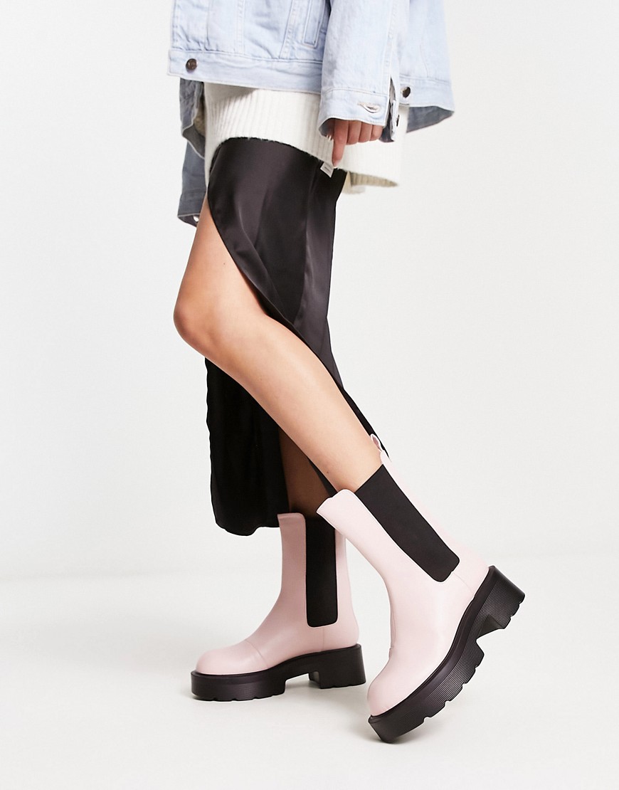 Asos Woman Chunky Boots Pink GOOFASH