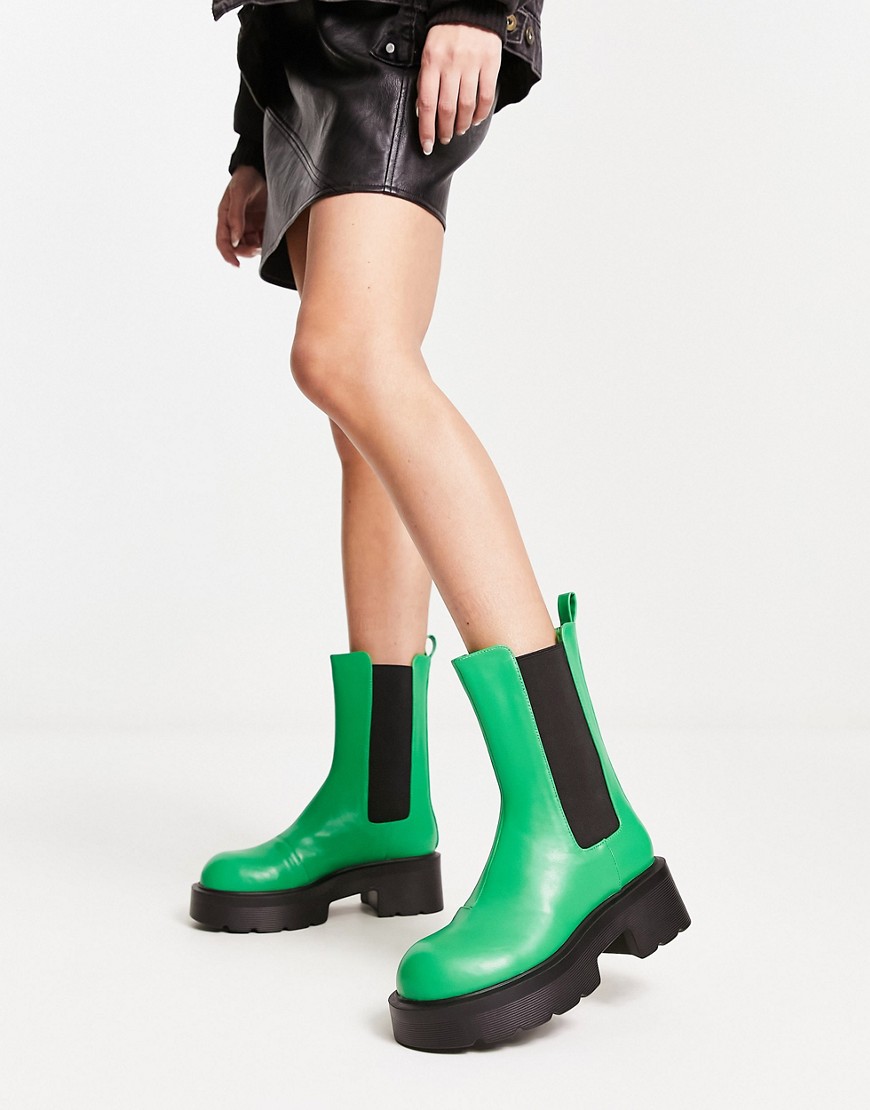 Asos Woman Green Chunky Boots GOOFASH