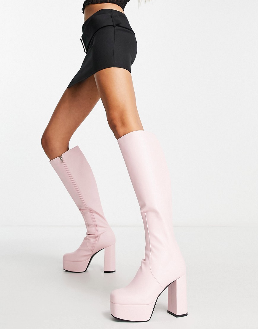 Asos Woman Pink Platform Boots GOOFASH