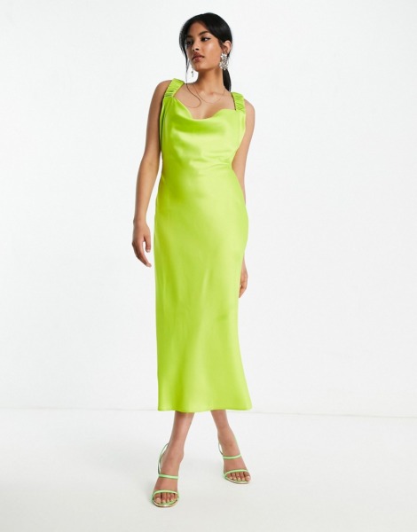 Asos Women Green Midi Dress GOOFASH