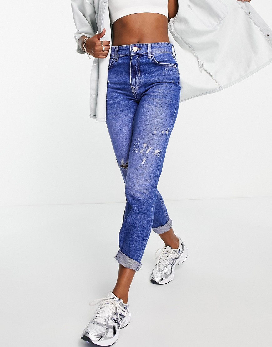 Asos Women Mom Jeans Blue by River Island GOOFASH