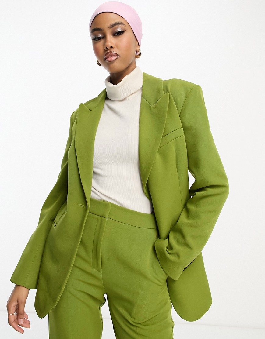 Asos Women Suit Blazer in Green GOOFASH