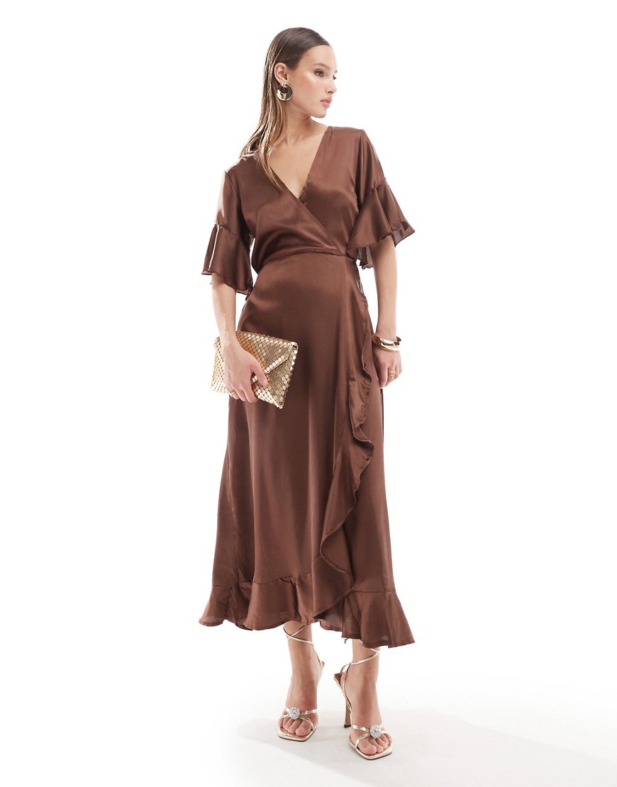 Asos - Women Wrap Dress in Brown from Bardot GOOFASH