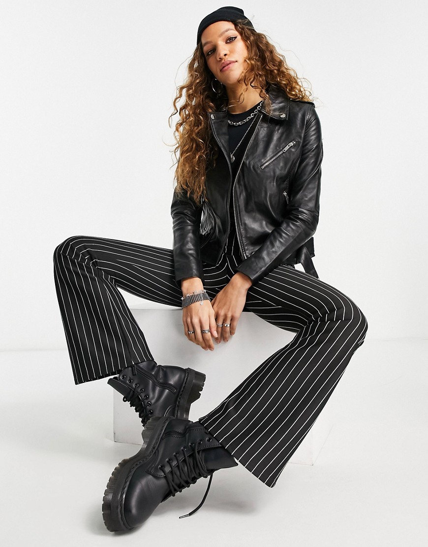 Asos Womens Black Leather Jacket by Barneys Originals GOOFASH